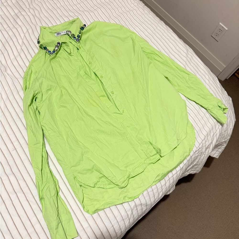 Women’s Lime Green Button-Up Shirt